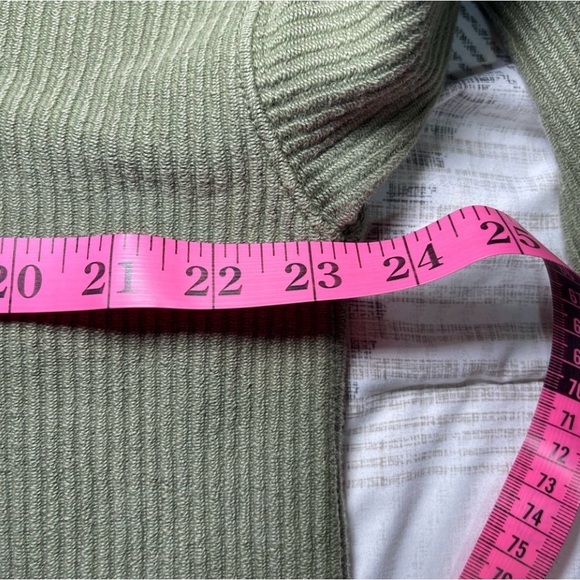 Aerie Olive Green Ribbed Hoodie 100% Cotton Relaxed Fit XS - Oversized - Picture 8 of 9